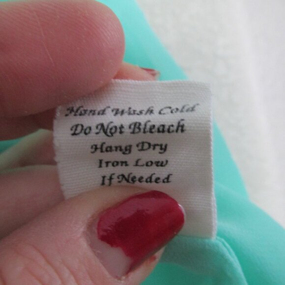 Mine Sleeveless Sheer Blouse Womens Small Green Button Up Back Shirt Top - Picture 9 of 9